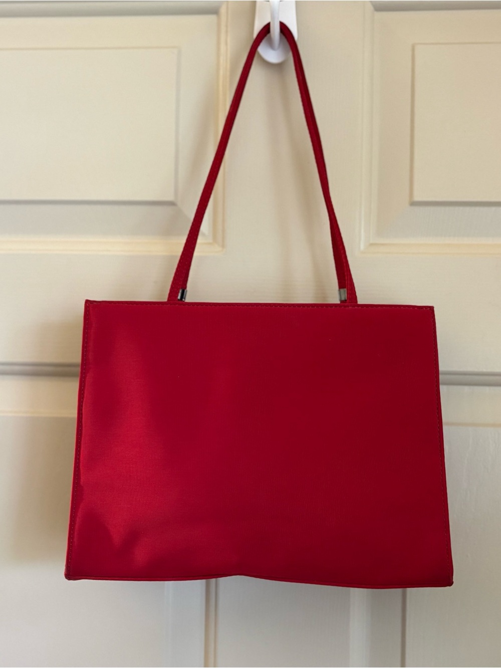 Y2K 90s Esprit Red Nylon Top Handle Shoulder Tote Bag Minimalist Retro Chic VTG - Picture 3 of 15